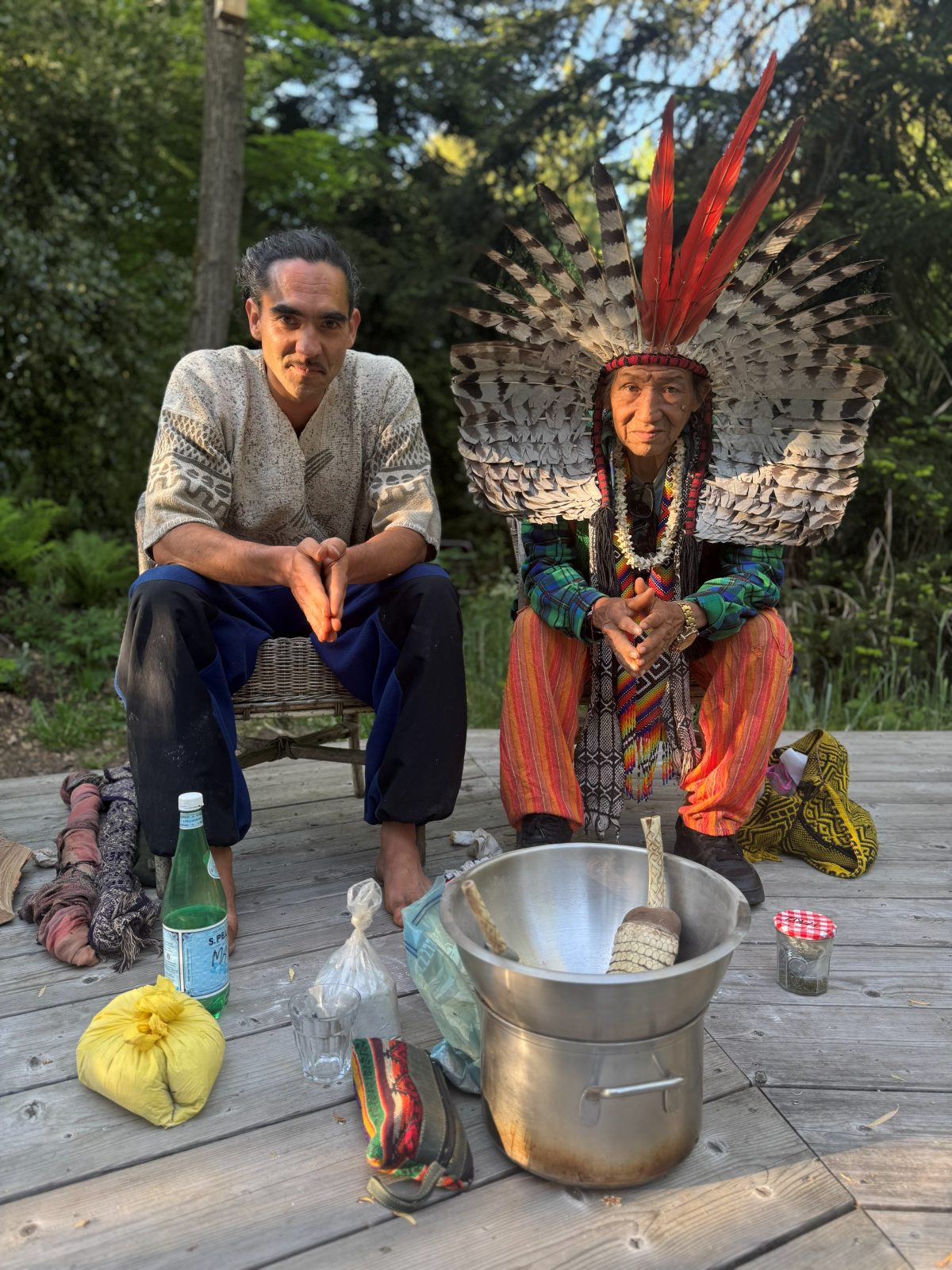 Zowie with an elder before ceremony