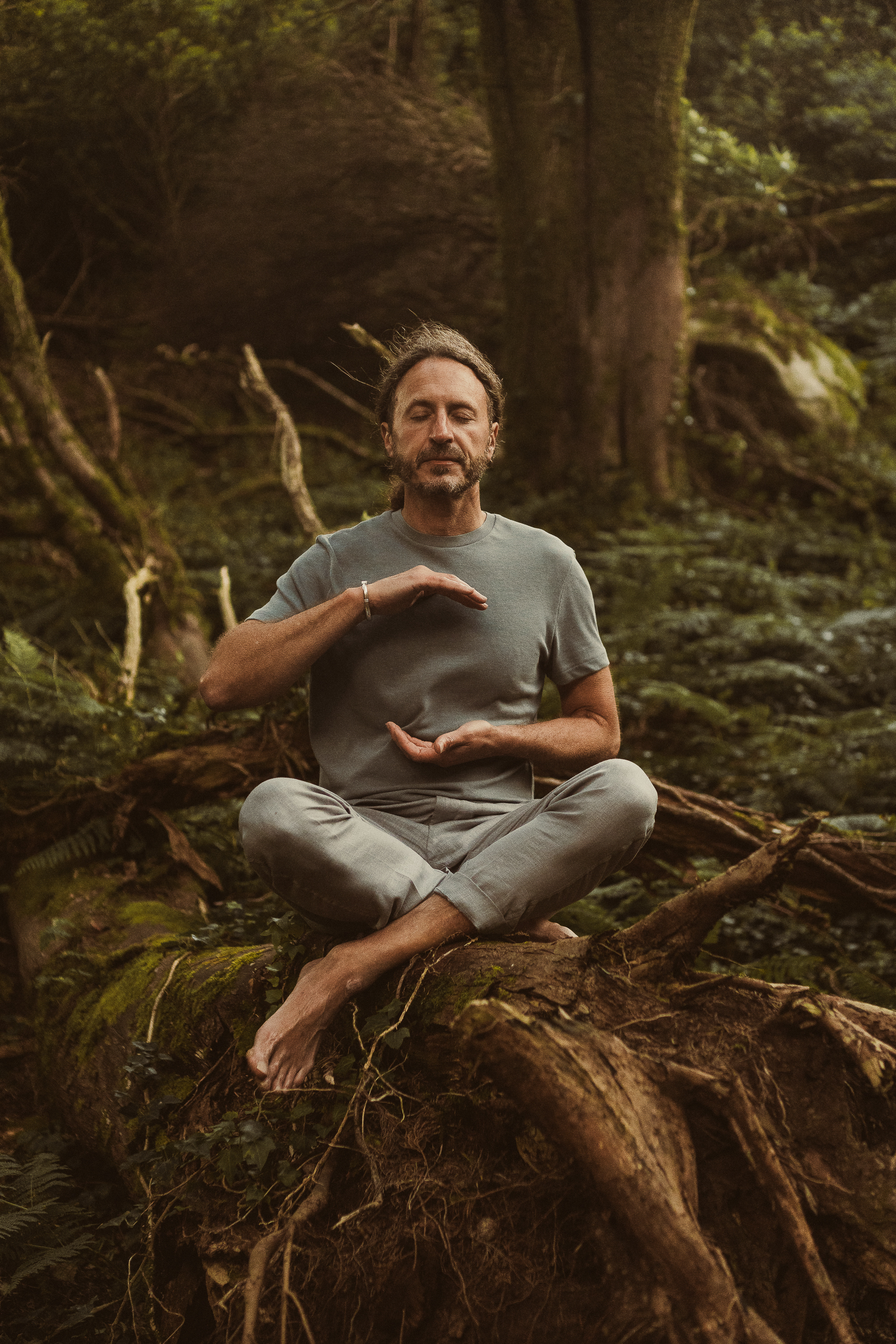 Skai seated in the forest