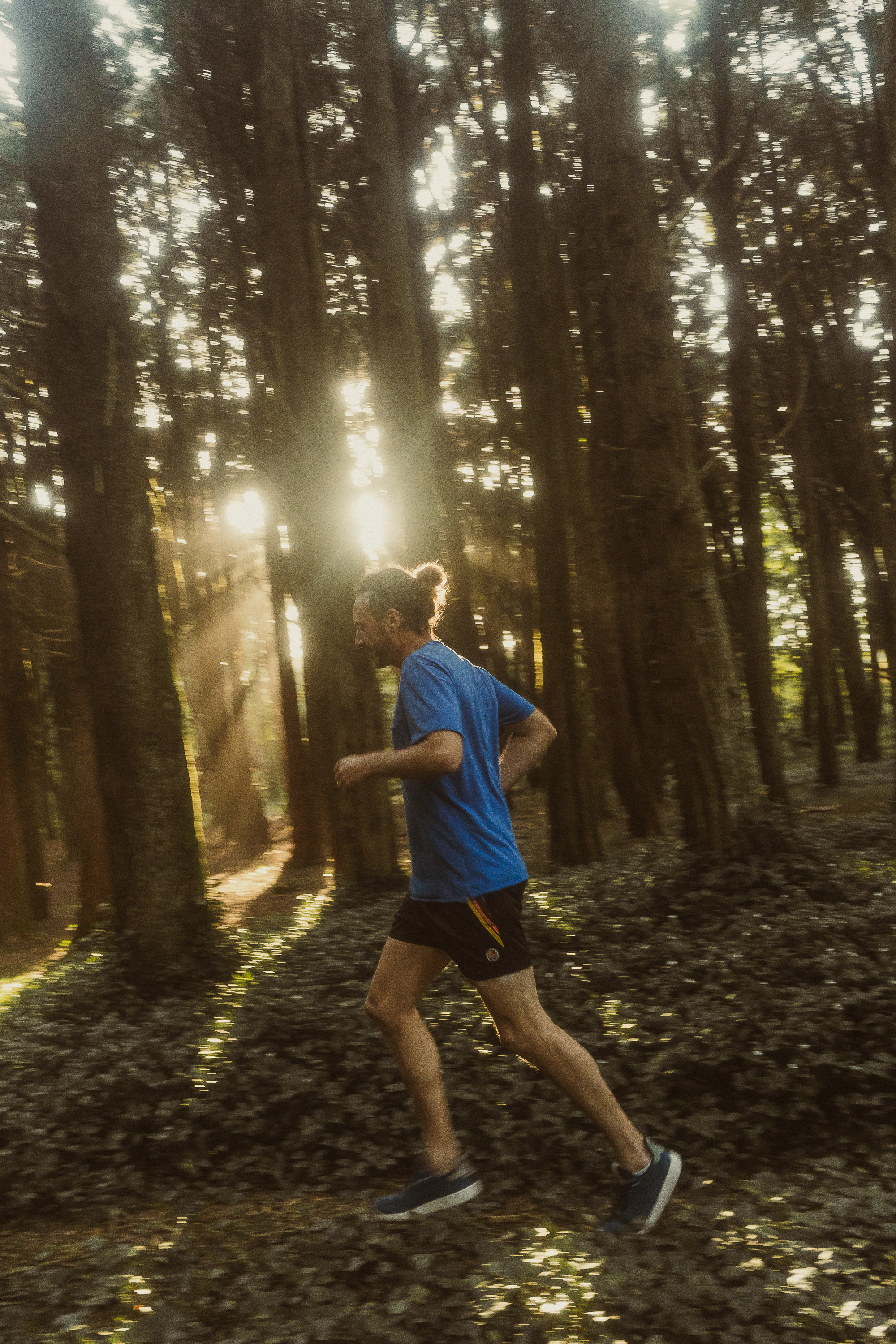 Skai running through the forest
